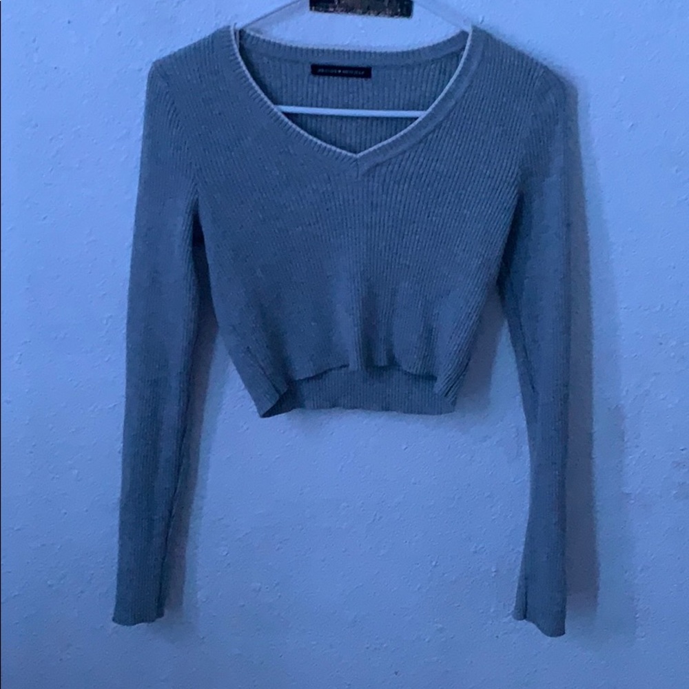 cropped grey brandy sweater